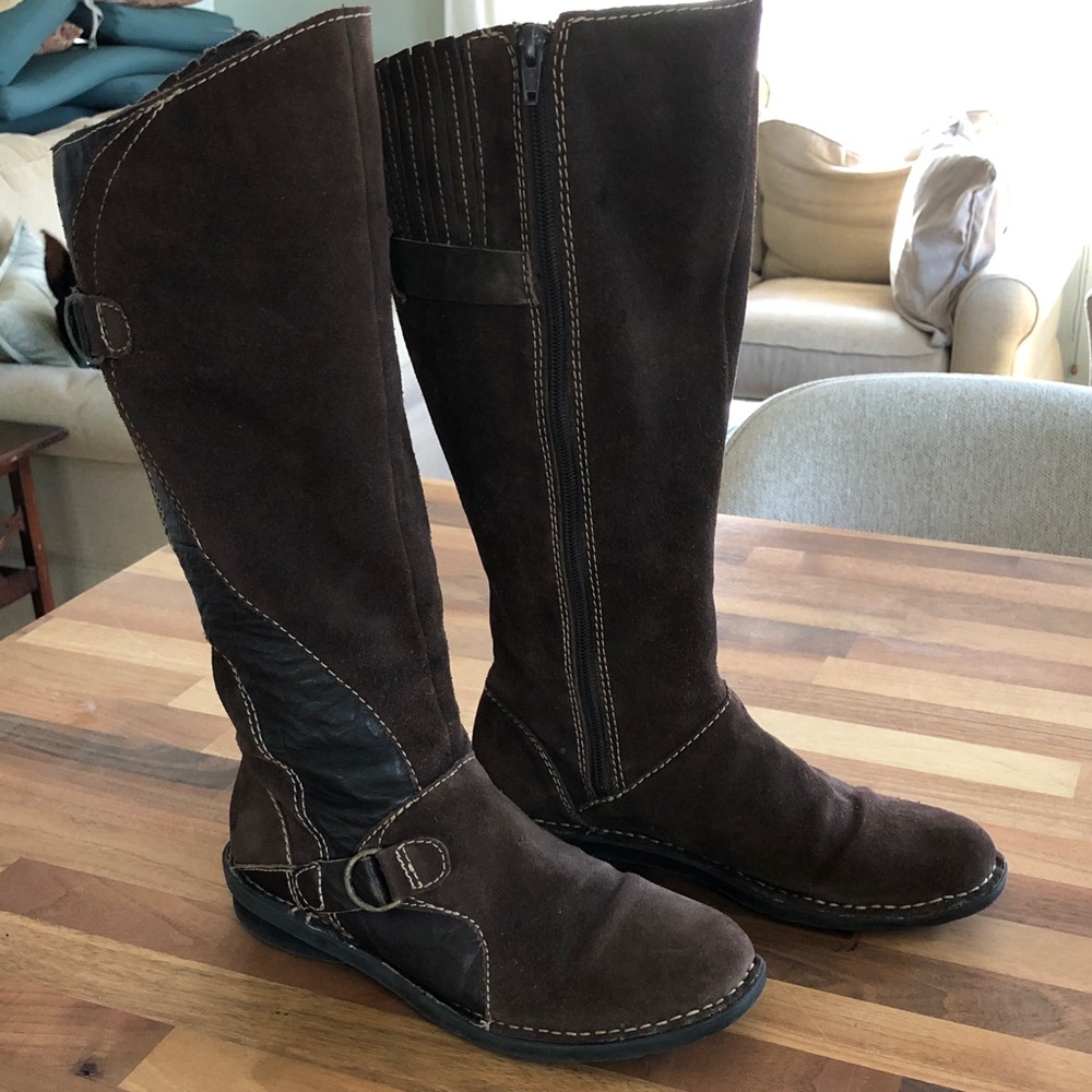 Clarks Dark Brown Suede Over-the-Knee Boots